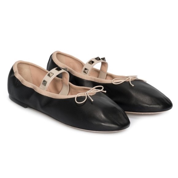 Valentino Shoes - Valentino Black rockstud ballerina flats size 8 authentic